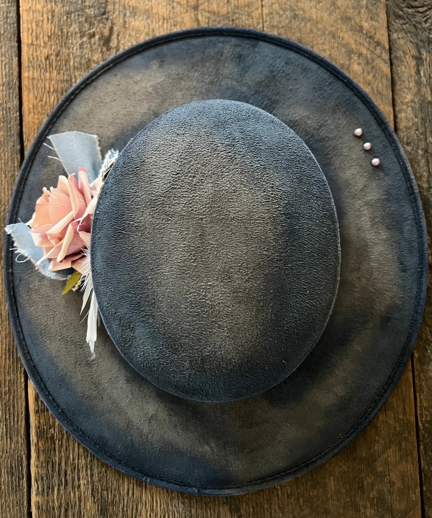 #151 - Blue Jean and White Cross Western Rancher Hat