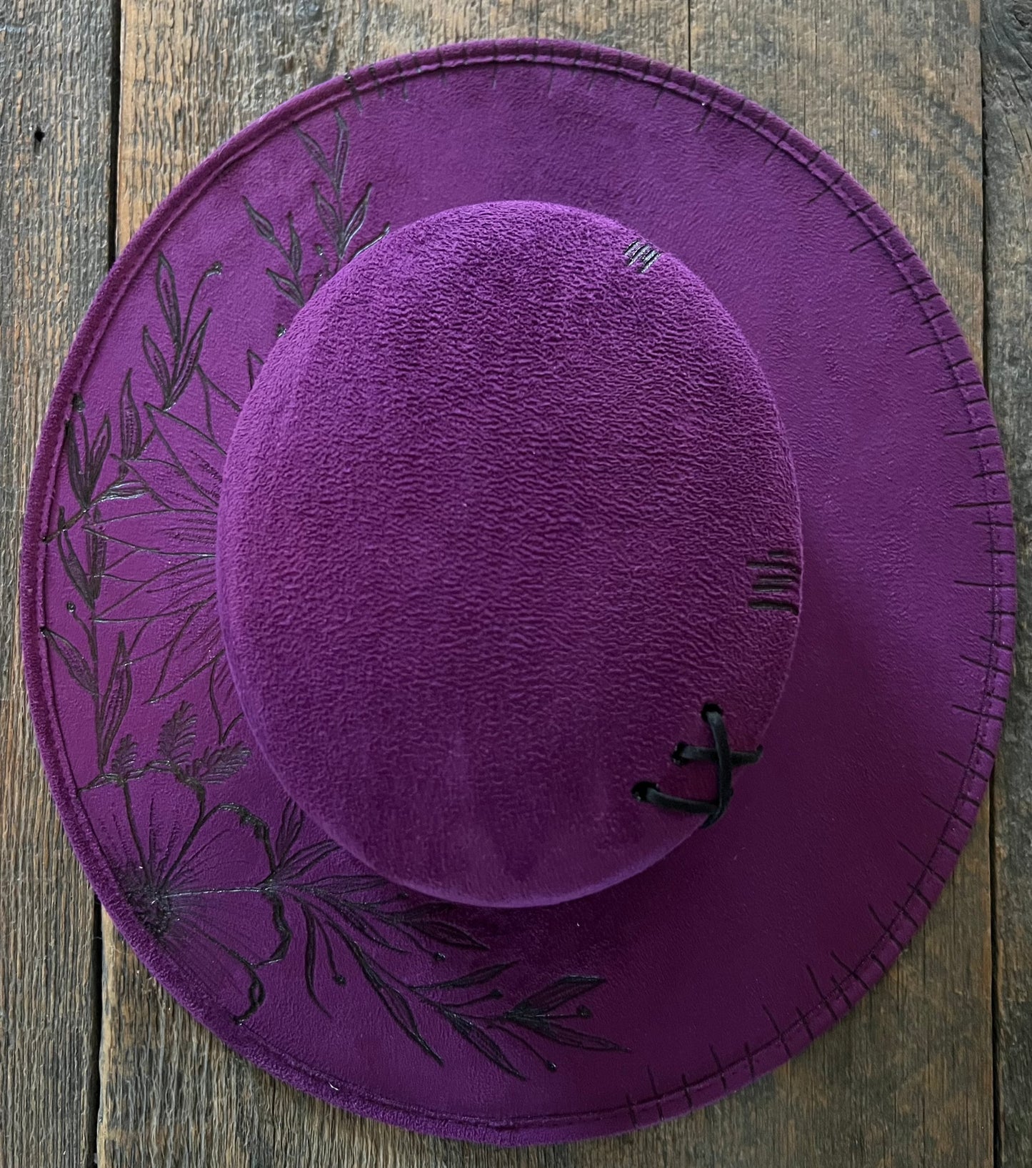 #153 - Flowers on Deep Purple Rancher Hat