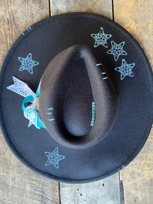 #125 - Turquoise Stars Western Hat