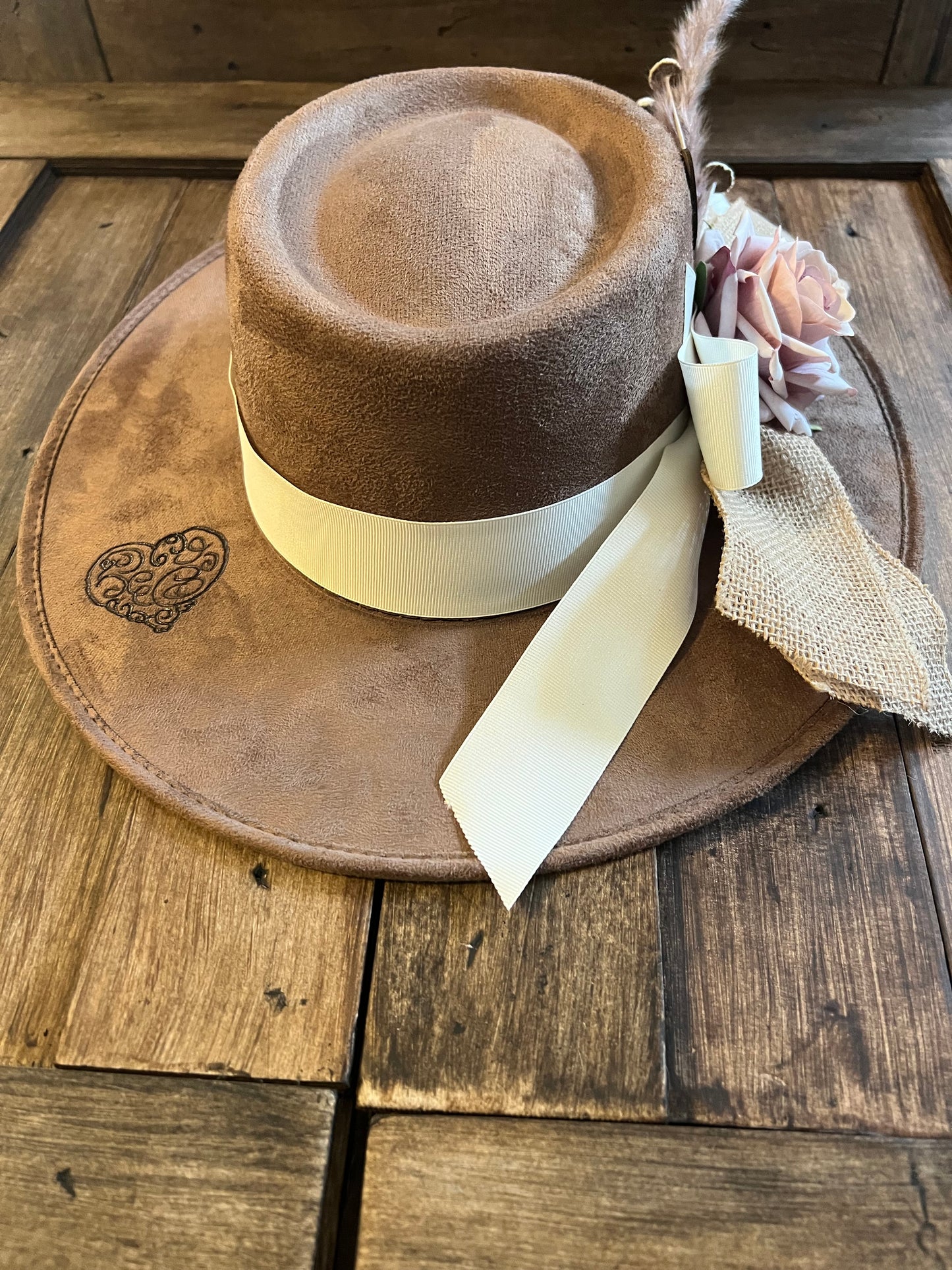 #131 - Blushing Rose and Hearts Rancher Hat