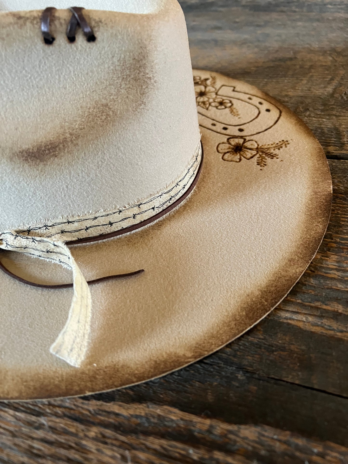 #161 - Floral Horseshoe Rancher Hat