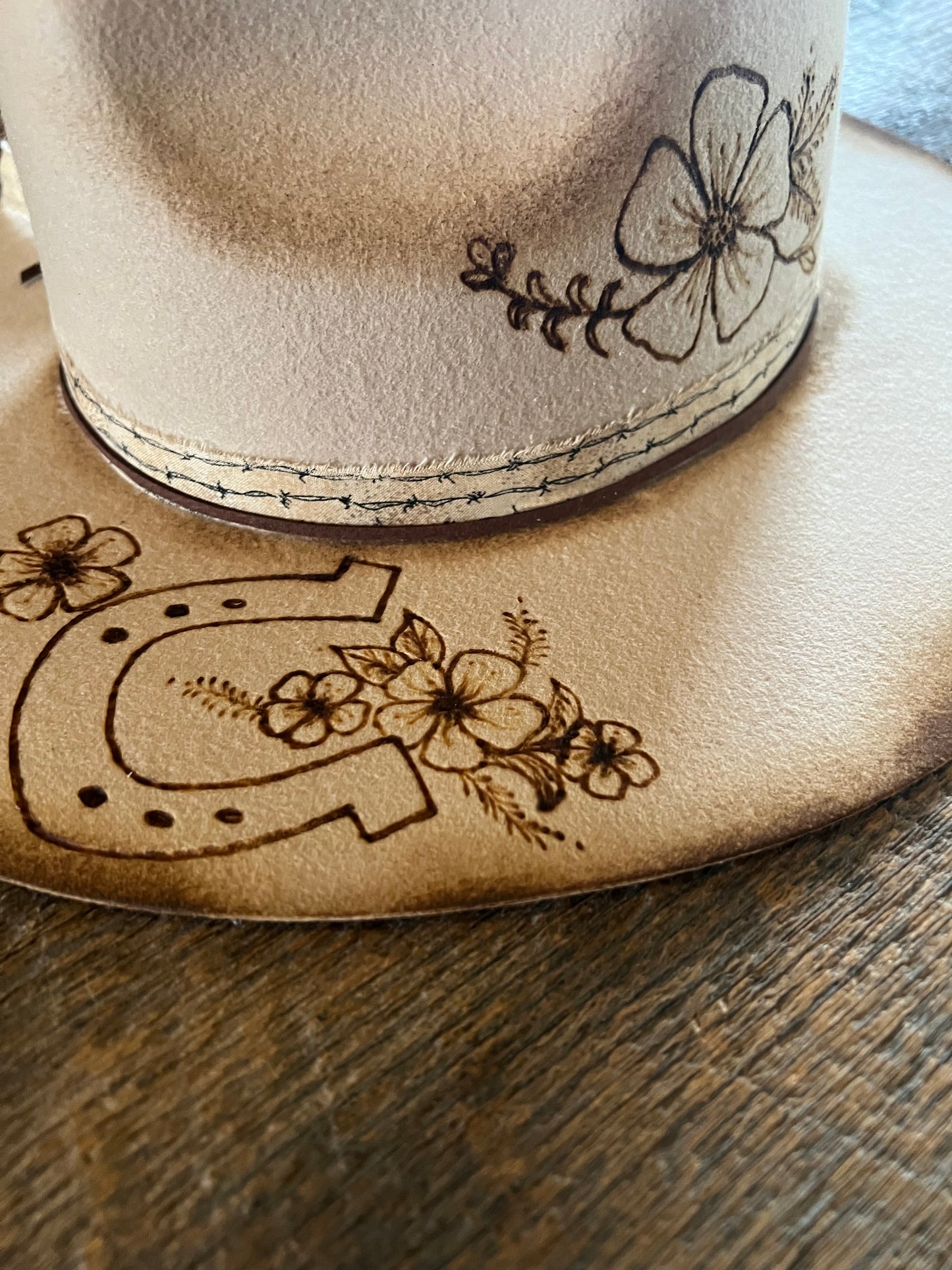 #161 - Floral Horseshoe Rancher Hat